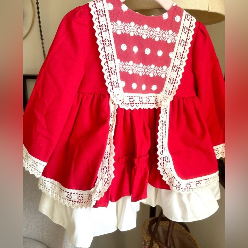 New Red Dress with Lace Trim